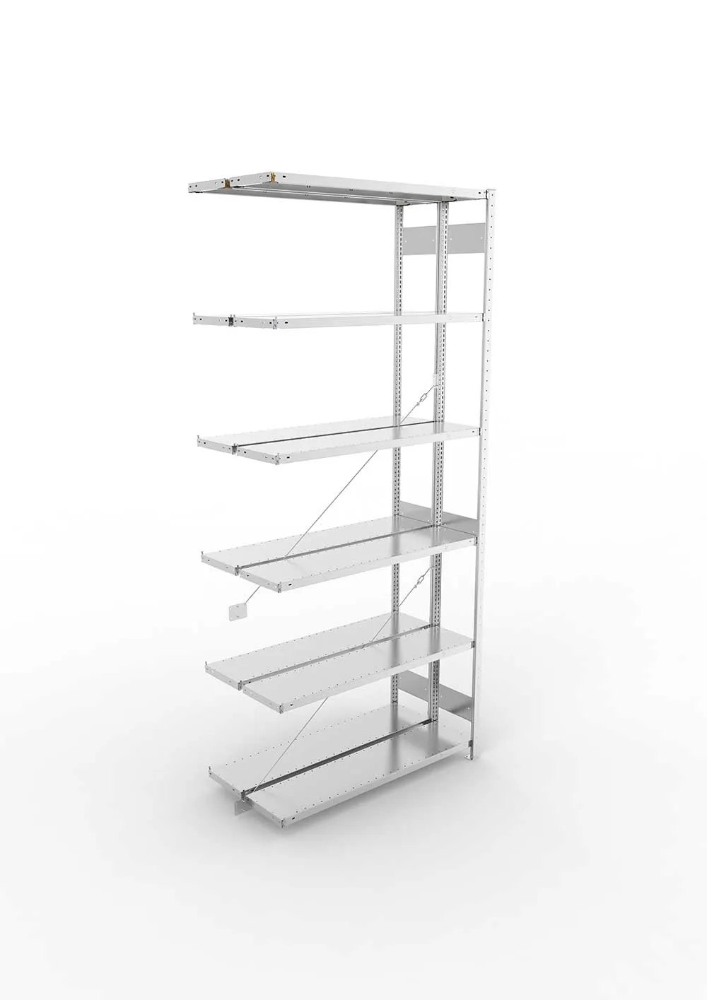 Metallregal Pro-Max Stecksystem Doppelanbauregal – 300×130×30 cm, 230 kg, verzinkt