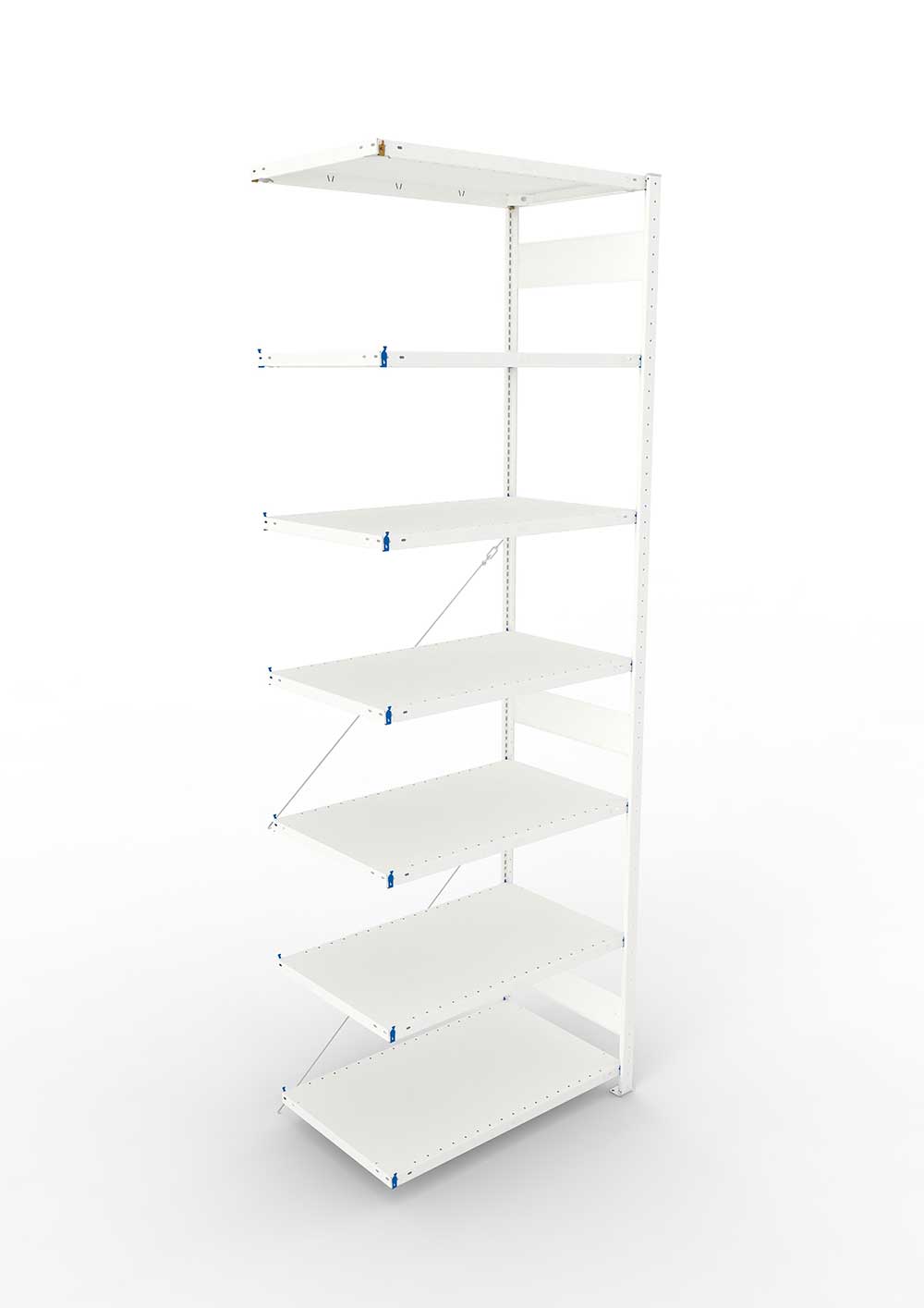 Metallregal Pro-Max Stecksystem Anbauregal – 300×100×60 cm, 150 kg, RAL 7035, 7 Böden