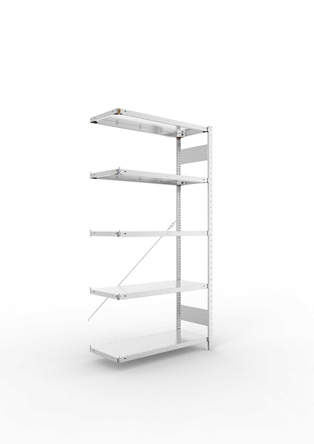 Metallregal Pro-Max Stecksystem Anbauregal – 200×100×40 cm, 150 kg, verzinkt, 5 Böden