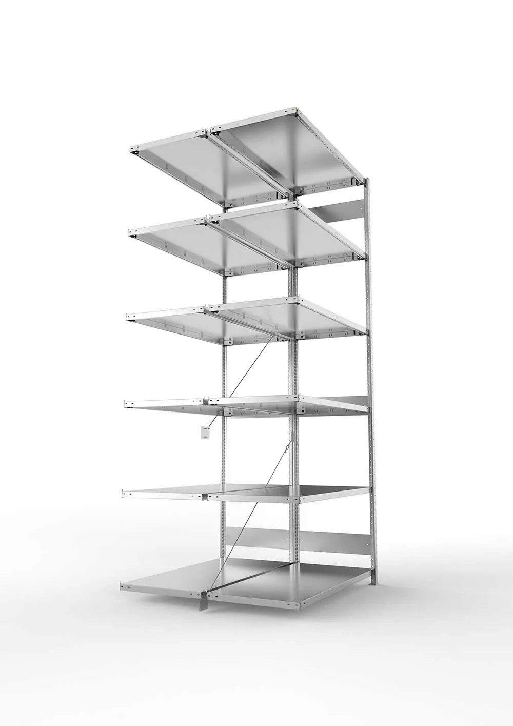 Metallregal Pro-Max Stecksystem Doppelanbauregal – 300×130×60 cm, 230 kg, verzinkt