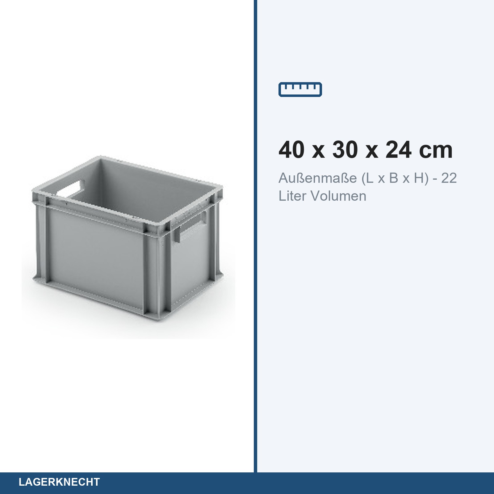 Eurobox 40x30x23 cm mit Scharnierdeckel, UNISTA