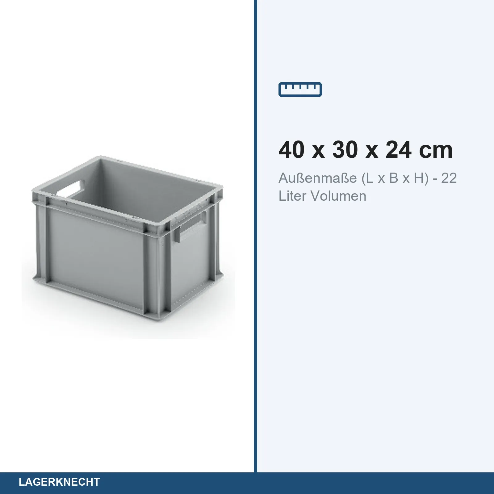 Eurobox 40x30x23 cm mit Scharnierdeckel, UNISTA