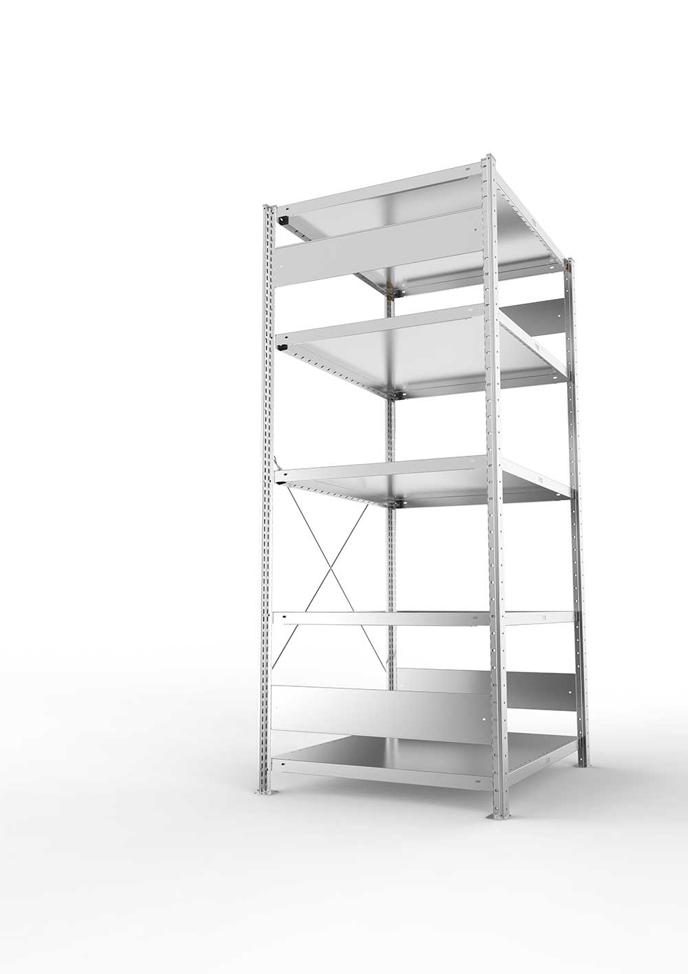 Metallregal Pro-Max Stecksystem Grundregal – 200×100×80 cm, 230 kg, verzinkt, 5 Böden