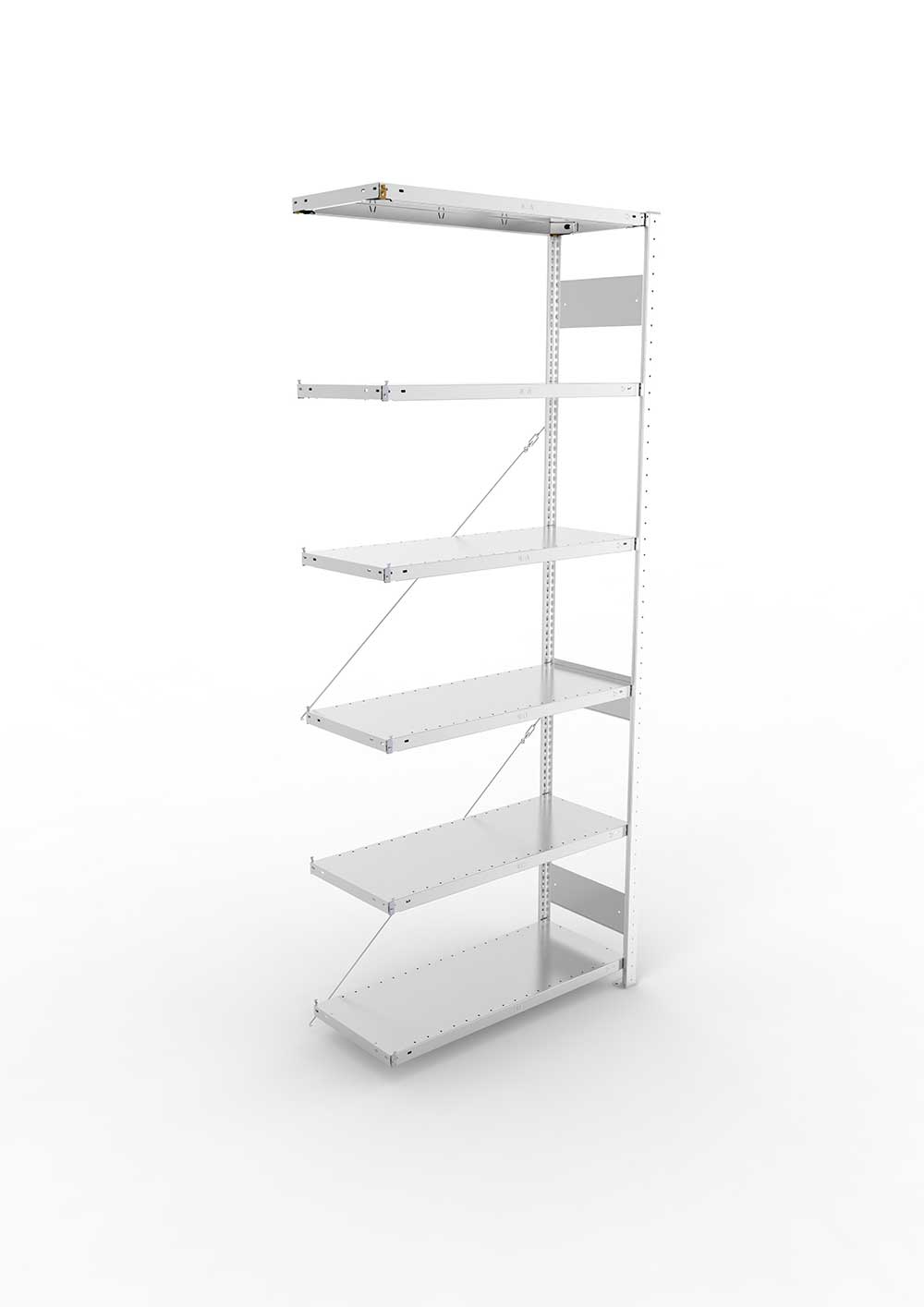Kellerregal Pro-Flex Stecksystem Anbauregal – 250×100×40 cm, 150 kg, verzinkt, 6 Böden