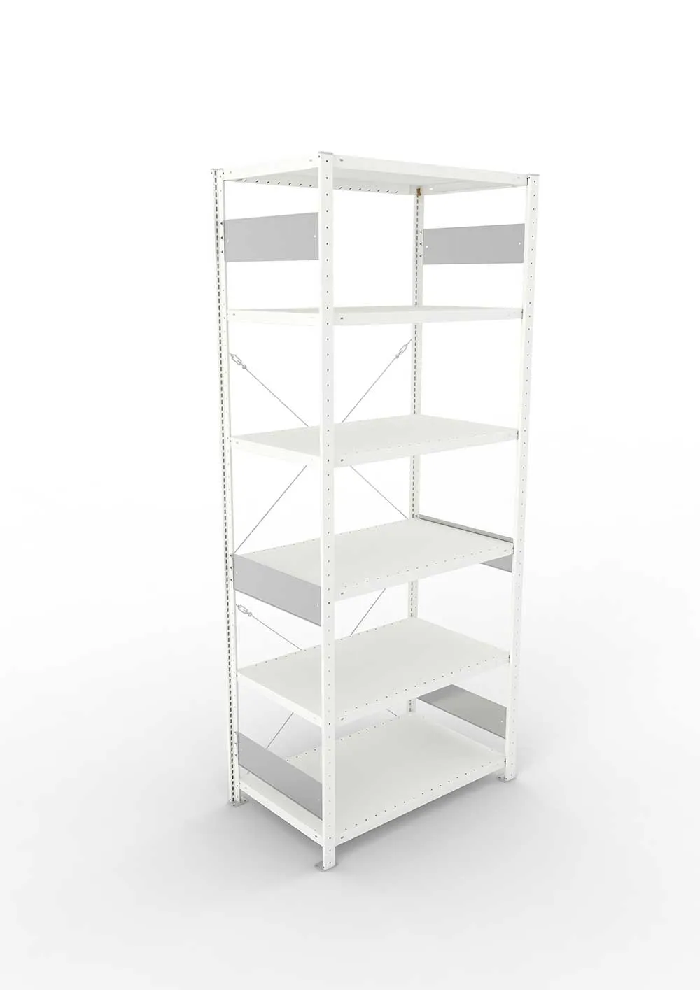 Metallregal Pro-Flex Stecksystem Grundregal – 250×100×60 cm, 230 kg, RAL 7035, 6 Böden