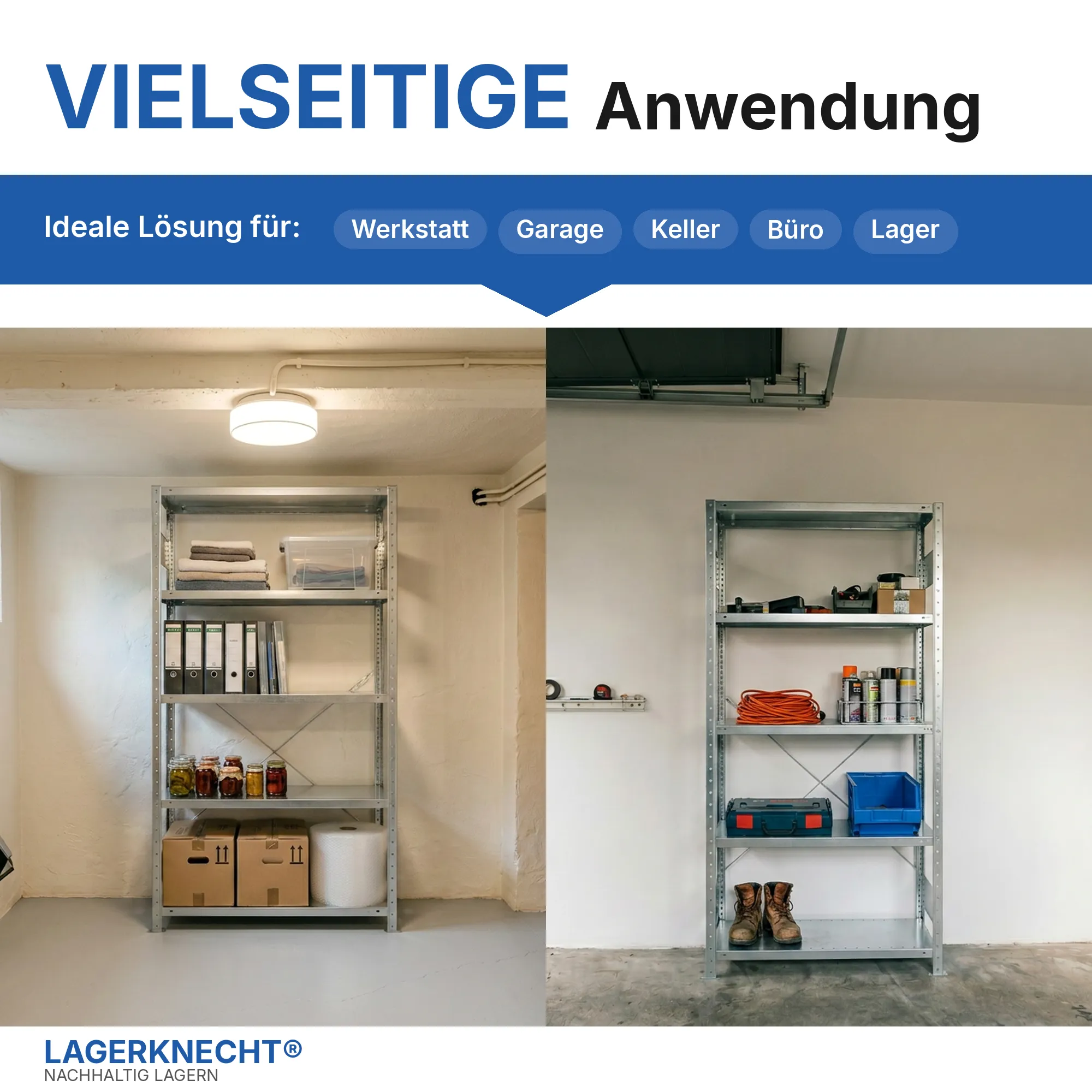 Metallregal Pro-Flex Stecksystem Grundregal – 200×100×40 cm, 230 kg, verzinkt, 5 Böden