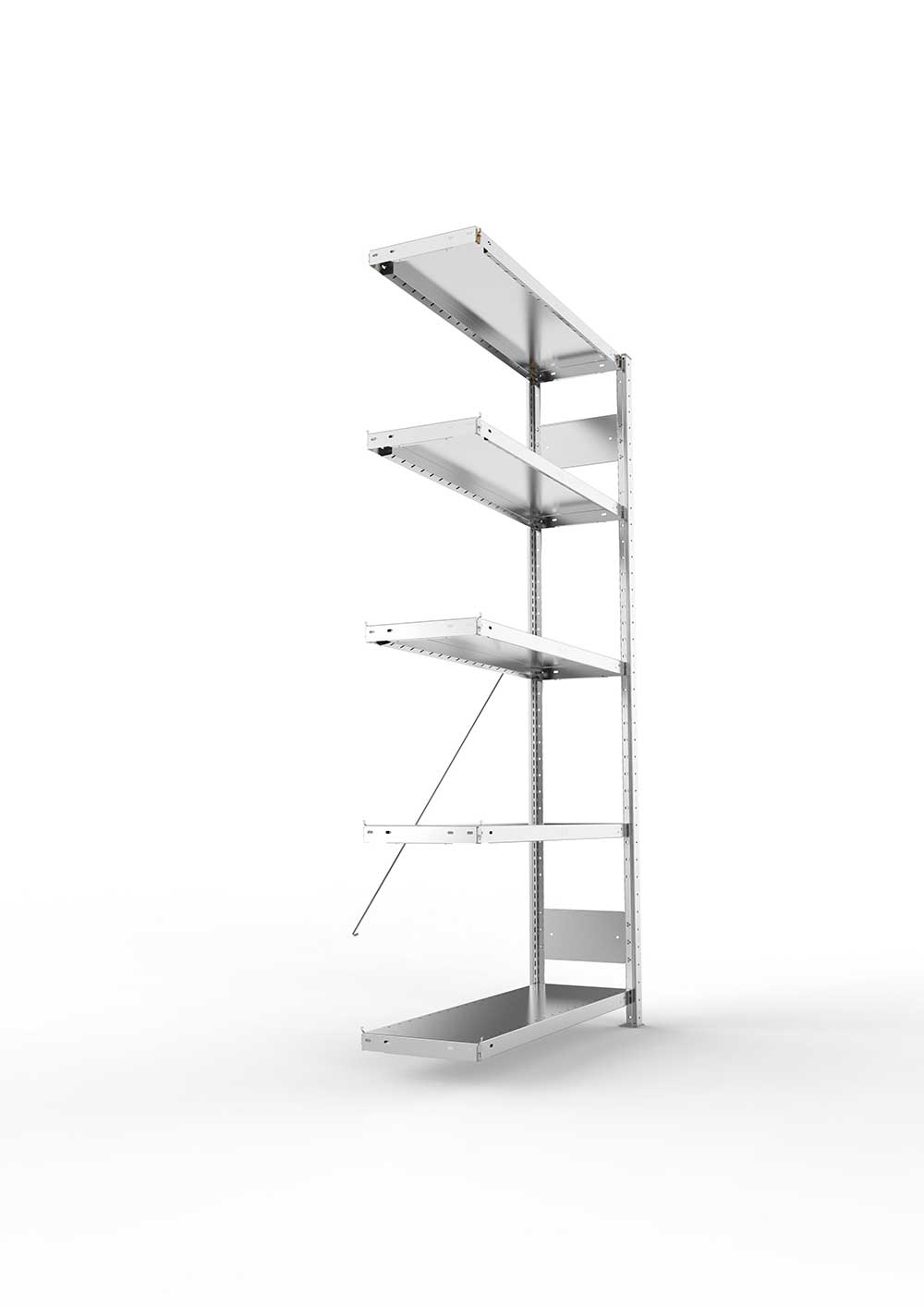 Metallregal Pro-Flex Stecksystem Anbauregal – 200×100×30 cm, 230 kg, verzinkt, 5 Böden