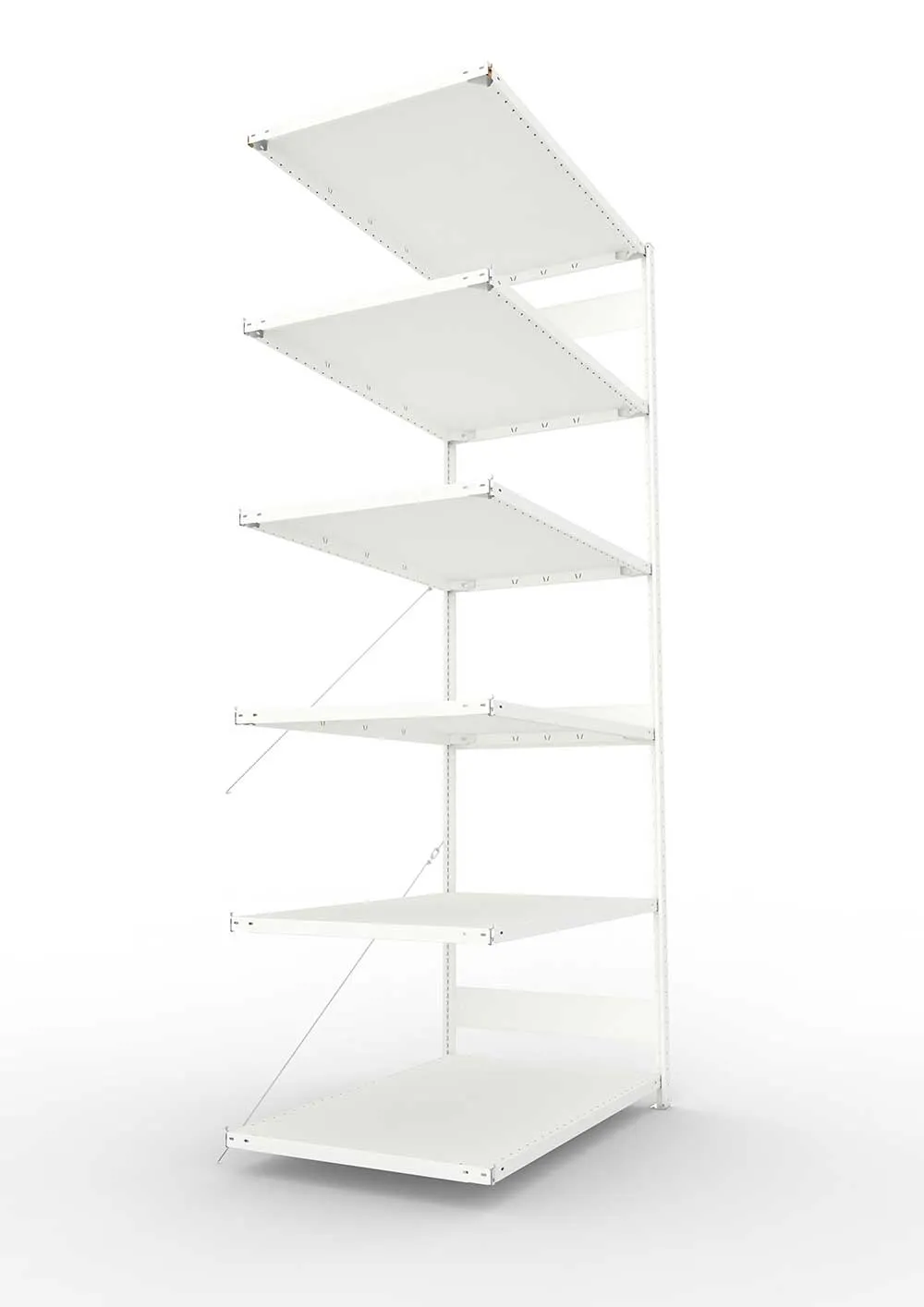 Metallregal Pro-Max Stecksystem Anbauregal – 300×130×80 cm, 230 kg, RAL 7035, 6 Böden
