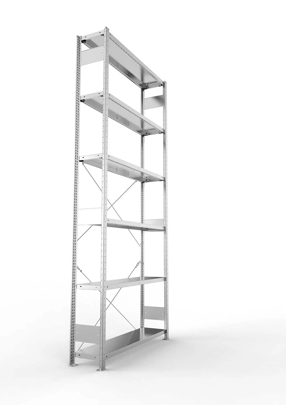 Metallregal Pro-Max Stecksystem Grundregal – 300×130×30 cm, 230 kg, verzinkt, 6 Böden