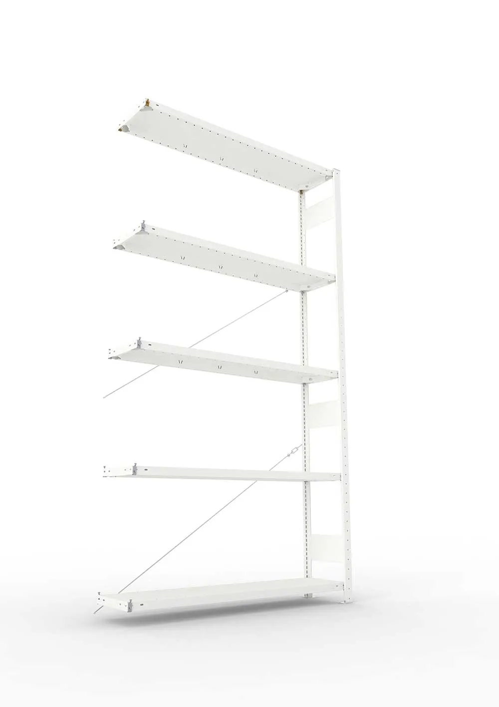 Metallregal Pro-Max Stecksystem Anbauregal – 250×130×30 cm, 230 kg, RAL 7035, 5 Böden
