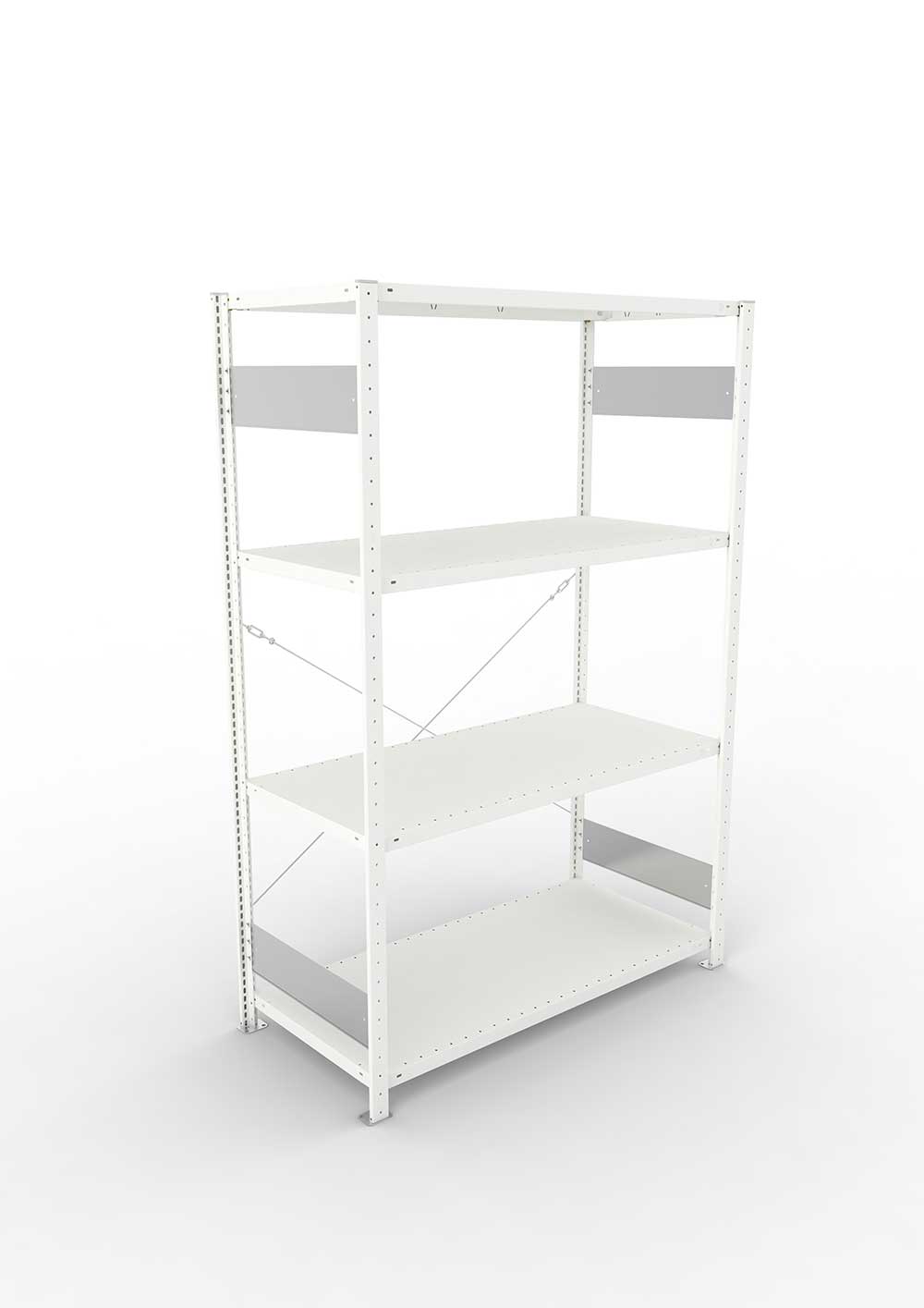 Metallregal Pro-Flex Stecksystem Grundregal – 200×130×60 cm, 230 kg, RAL 7035, 4 Böden