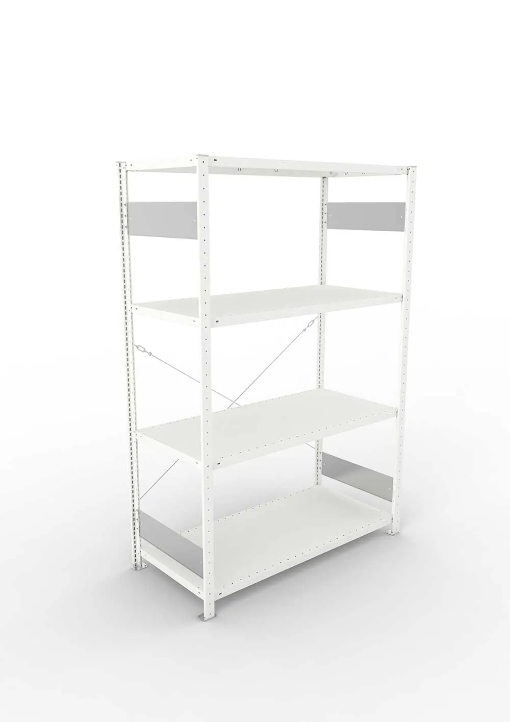 Metallregal Pro-Flex Stecksystem Grundregal – 200×130×60 cm, 230 kg, RAL 7035, 4 Böden