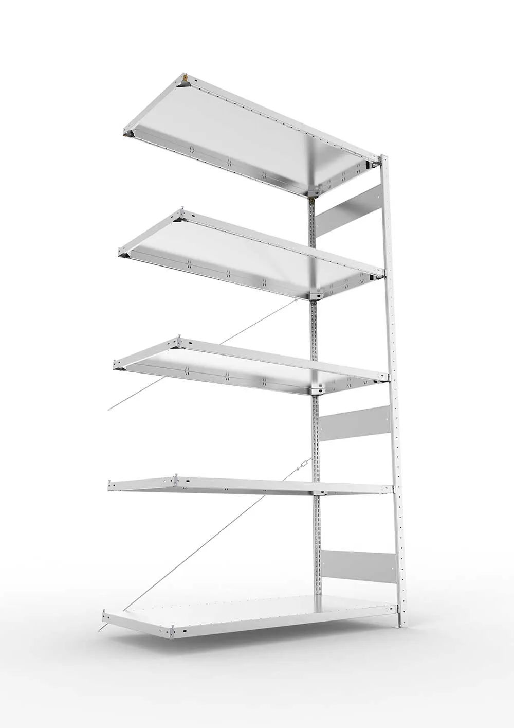Metallregal Pro-Max Stecksystem Anbauregal – 250×130×60 cm, 230 kg, verzinkt, 5 Böden