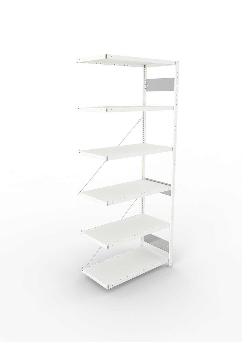 Metallregal Pro-Flex Stecksystem Anbauregal – 250×100×50 cm, 230 kg, RAL 7035, 6 Böden