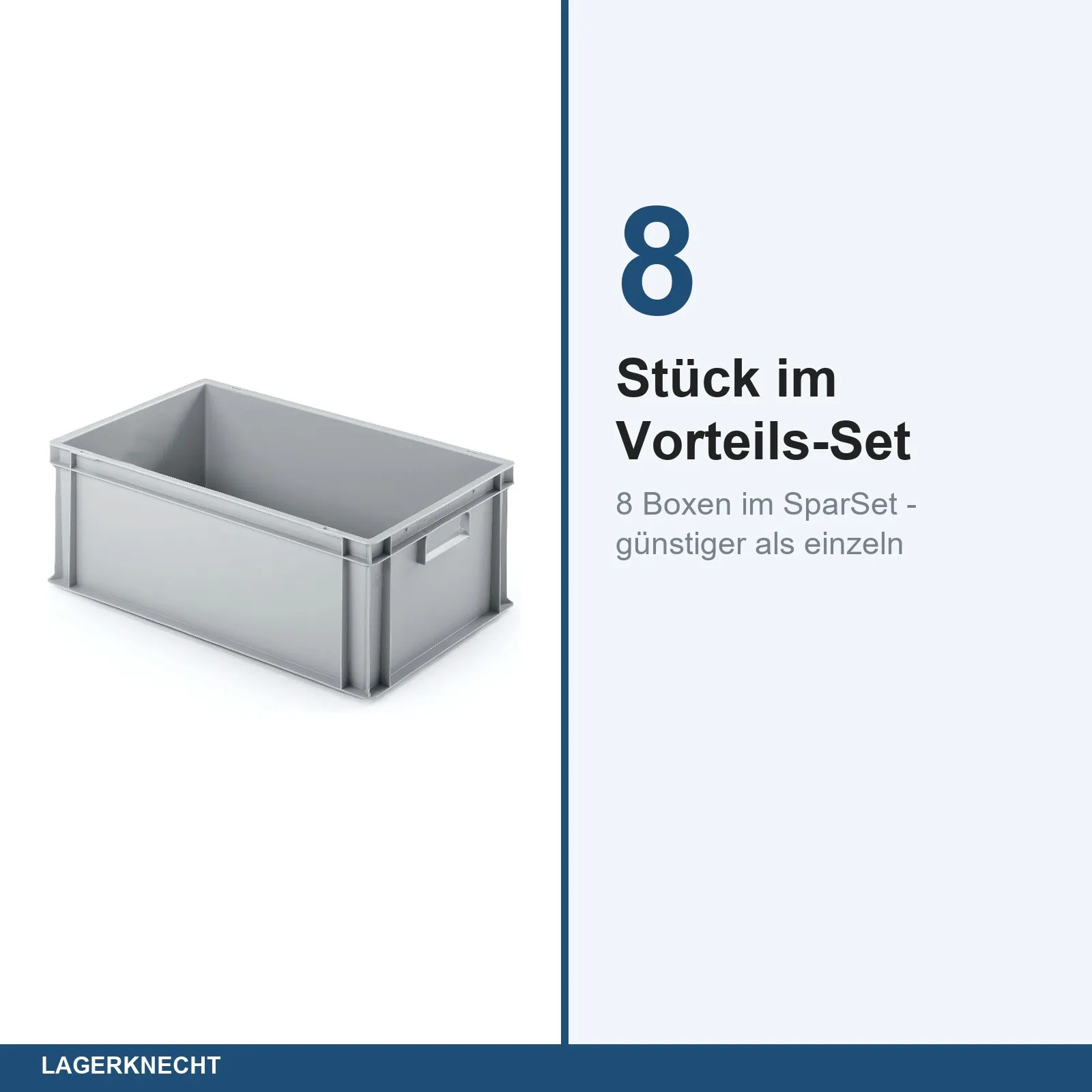 8x Eurobox 60x40x22 cm - UNISTA, Griffe geschlossen