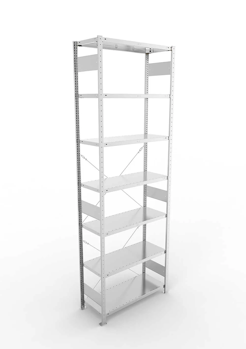 Metallregal Pro-Max Stecksystem Grundregal – 300×100×40 cm, 150 kg, verzinkt, 7 Böden