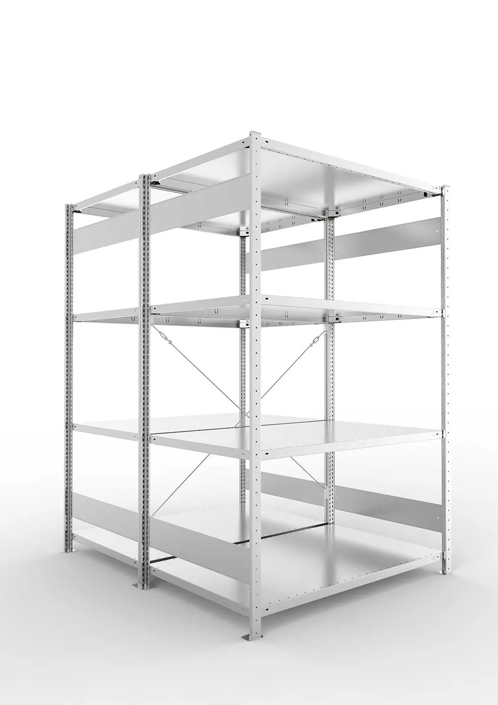 Metallregal Pro-Max Stecksystem Doppelgrundregal – 200×130×80 cm, 230 kg, verzinkt