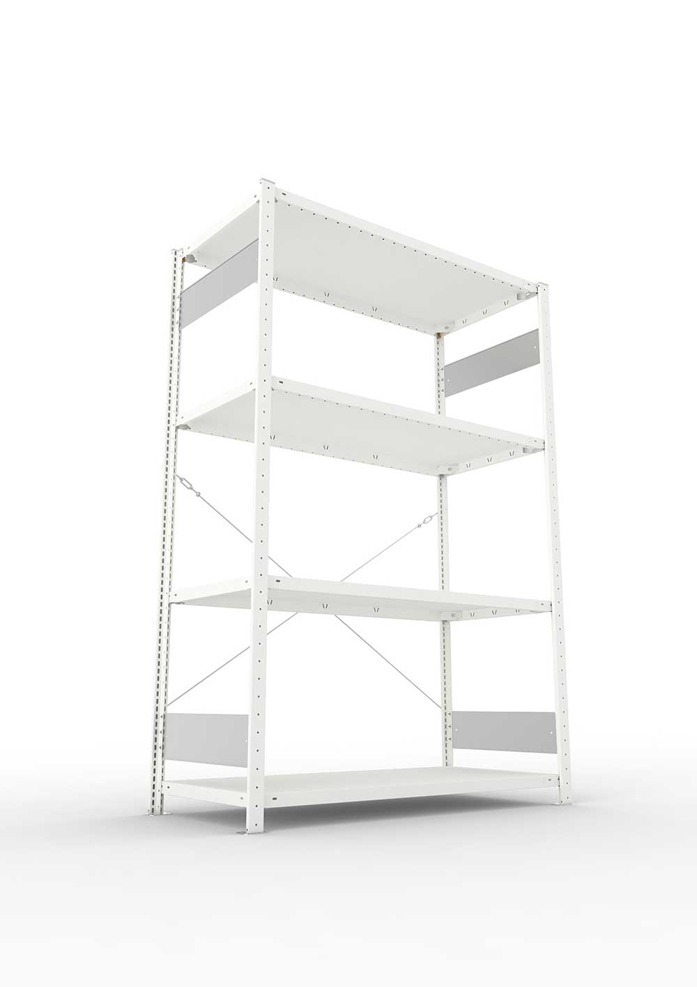 Metallregal Pro-Flex Stecksystem Grundregal – 200×130×60 cm, 230 kg, RAL 7035, 4 Böden