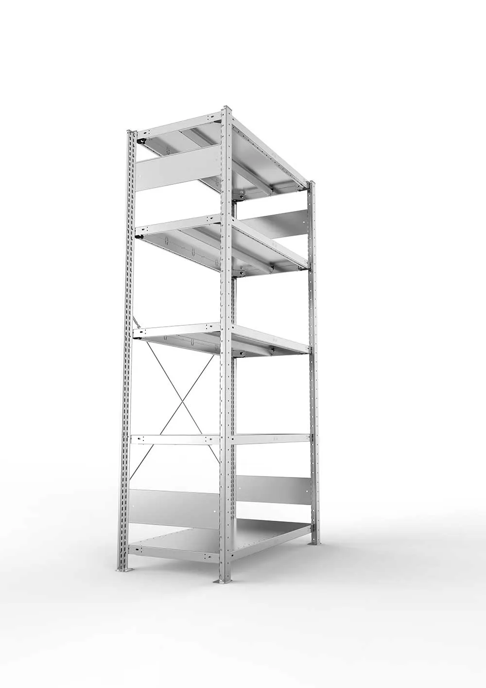 Metallregal Pro-Max Stecksystem Grundregal – 200×100×50 cm, 330 kg, verzinkt, 5 Böden