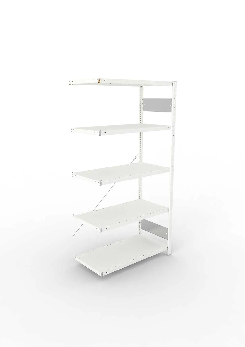 Metallregal Pro-Flex Stecksystem Anbauregal – 200×100×50 cm, 150 kg, RAL 7035, 5 Böden