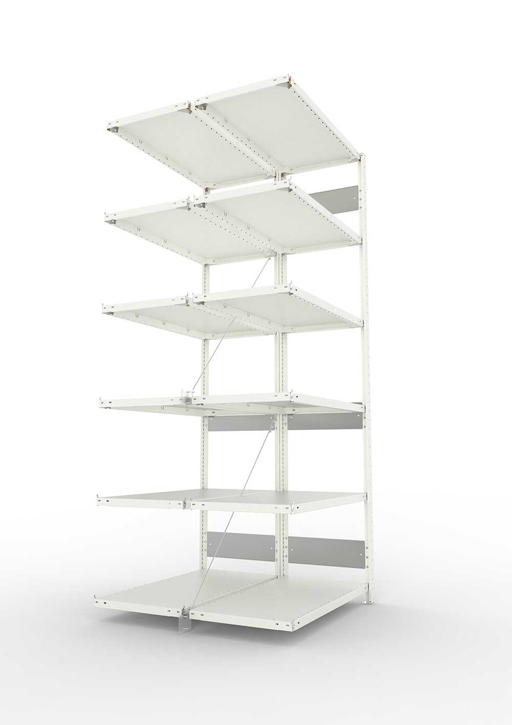 Metallregal Pro-Flex Stecksystem Doppelanbauregal – 250×100×50 cm, 150 kg, RAL 7035