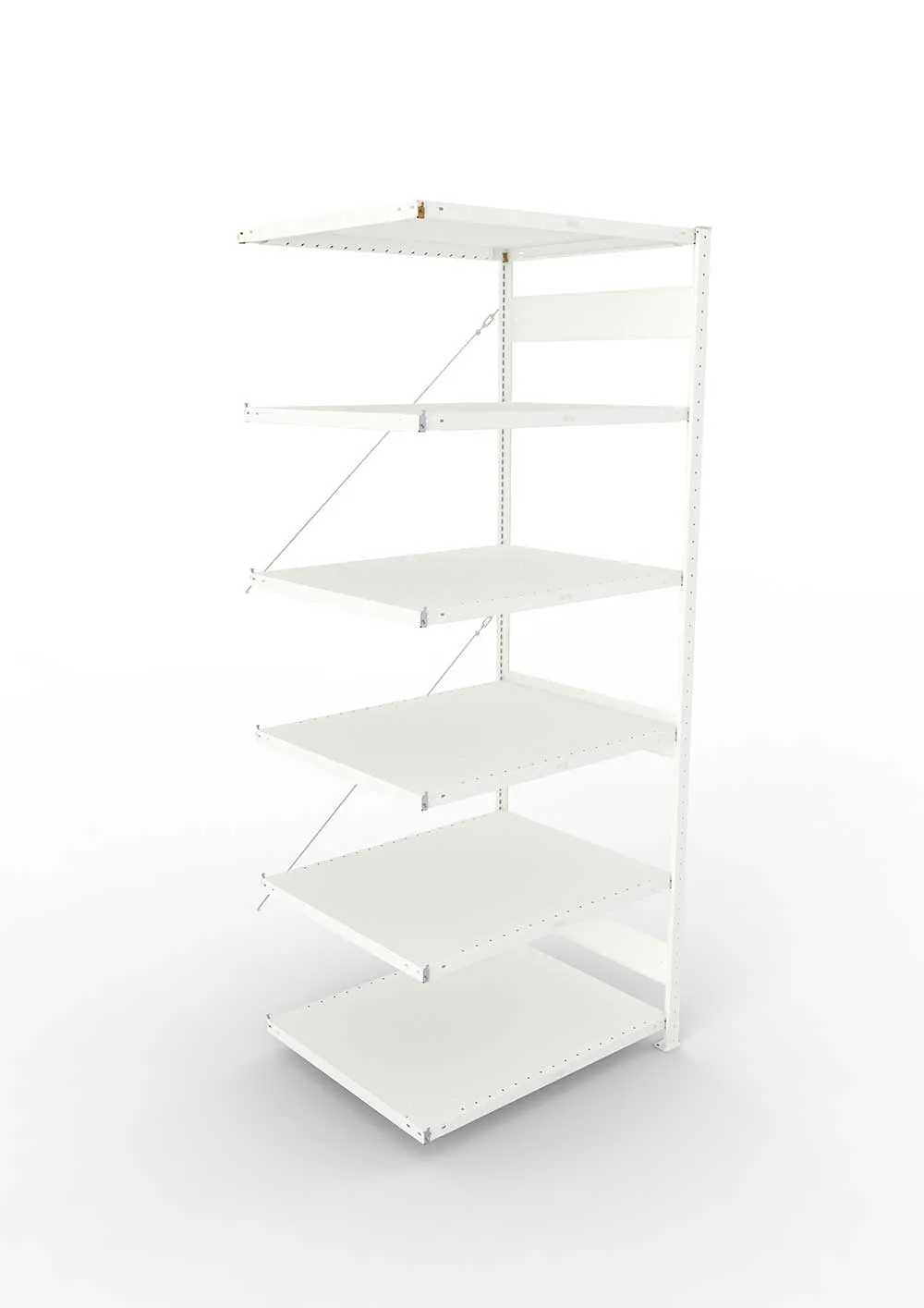 Metallregal Pro-Max Stecksystem Anbauregal – 250×100×80 cm, 230 kg, RAL 7035, 6 Böden