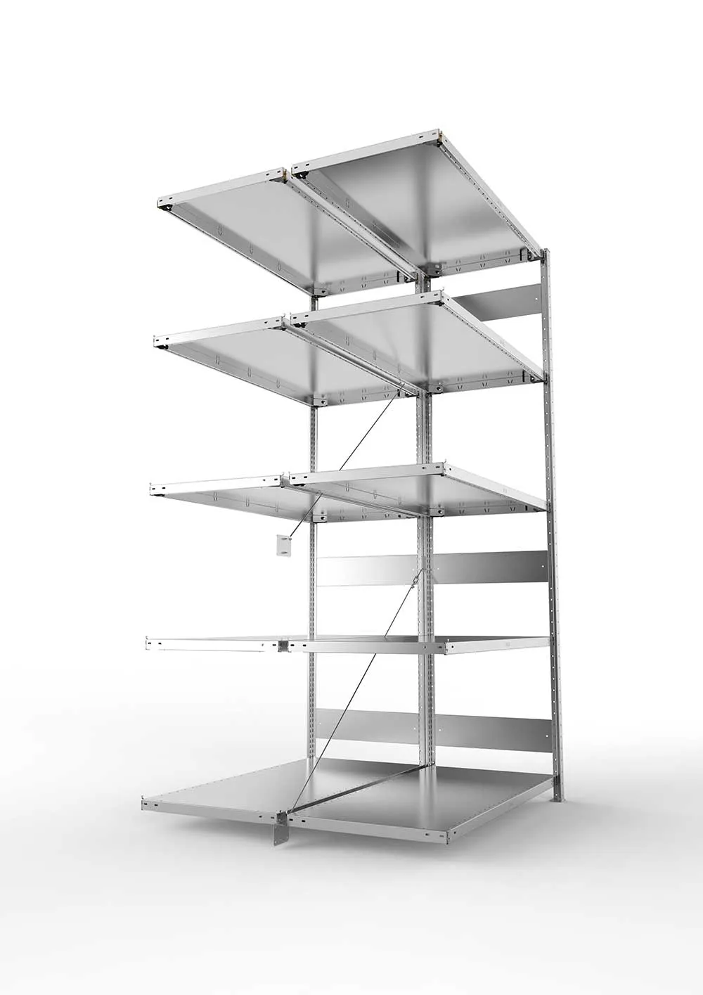 Metallregal Pro-Max Stecksystem Doppelanbauregal – 250×130×60 cm, 230 kg, verzinkt