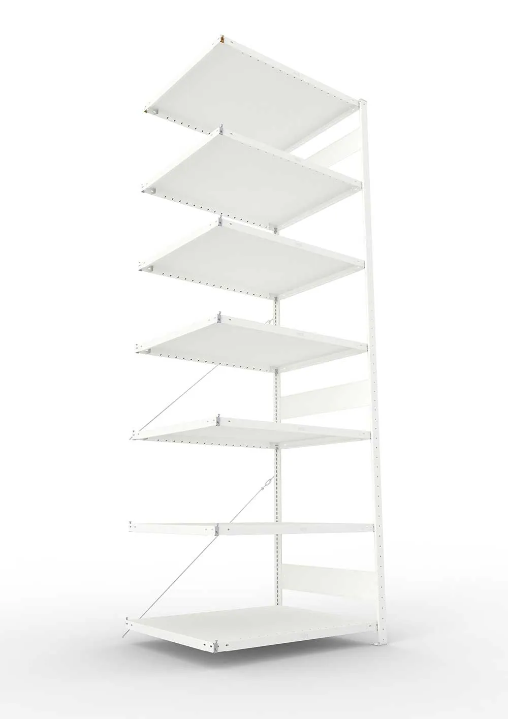 Metallregal Pro-Max Stecksystem Anbauregal – 300×100×80 cm, 230 kg, RAL 7035, 7 Böden