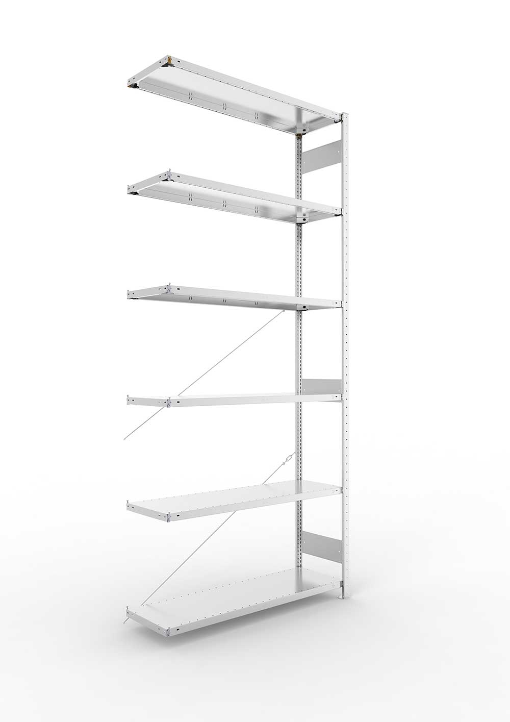 Metallregal Pro-Max Stecksystem Anbauregal – 300×130×40 cm, 230 kg, verzinkt, 6 Böden