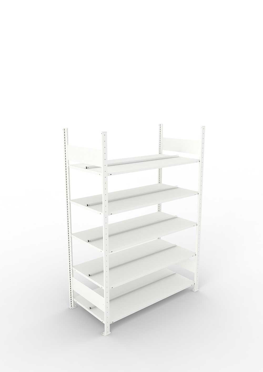 Büroregal Pro-Max Stecksystem Grundregal – 185×125×60 cm, RAL 7035, doppelseitig