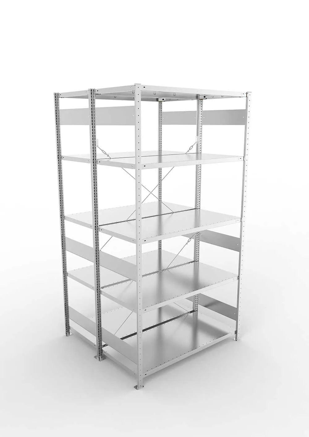 Metallregal Pro-Max Stecksystem Doppelgrundregal – 250×130×60 cm, 230 kg, verzinkt