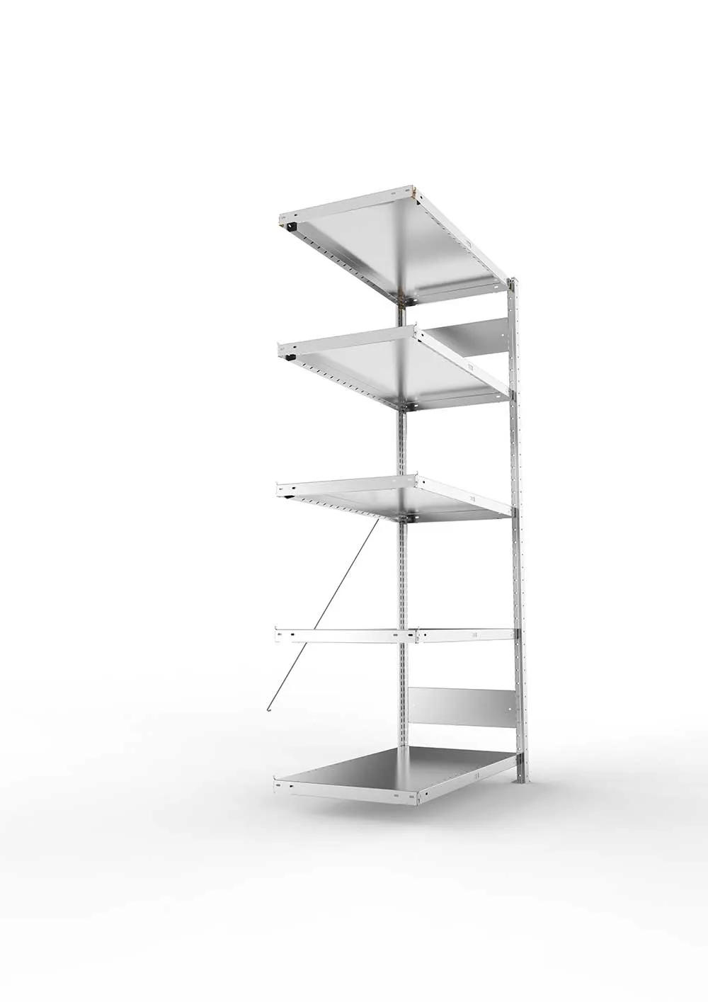Metallregal Pro-Max Stecksystem Anbauregal – 200×100×50 cm, 230 kg, verzinkt, 5 Böden