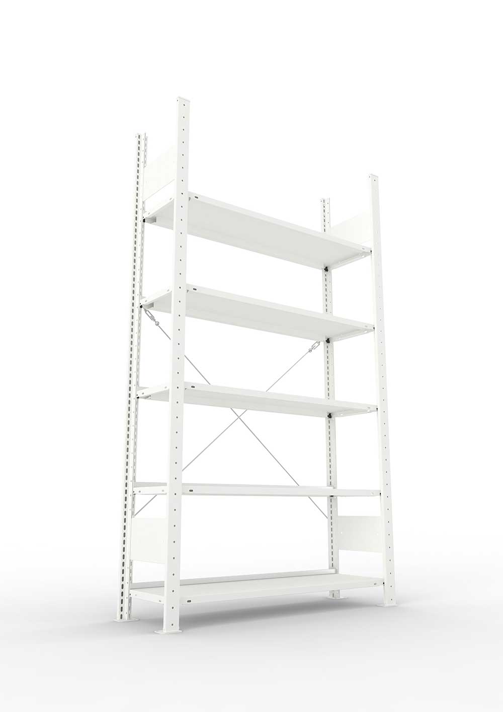 Büroregal Pro-Max Stecksystem Grundregal – 185×100×30 cm, RAL 7035, einseitig