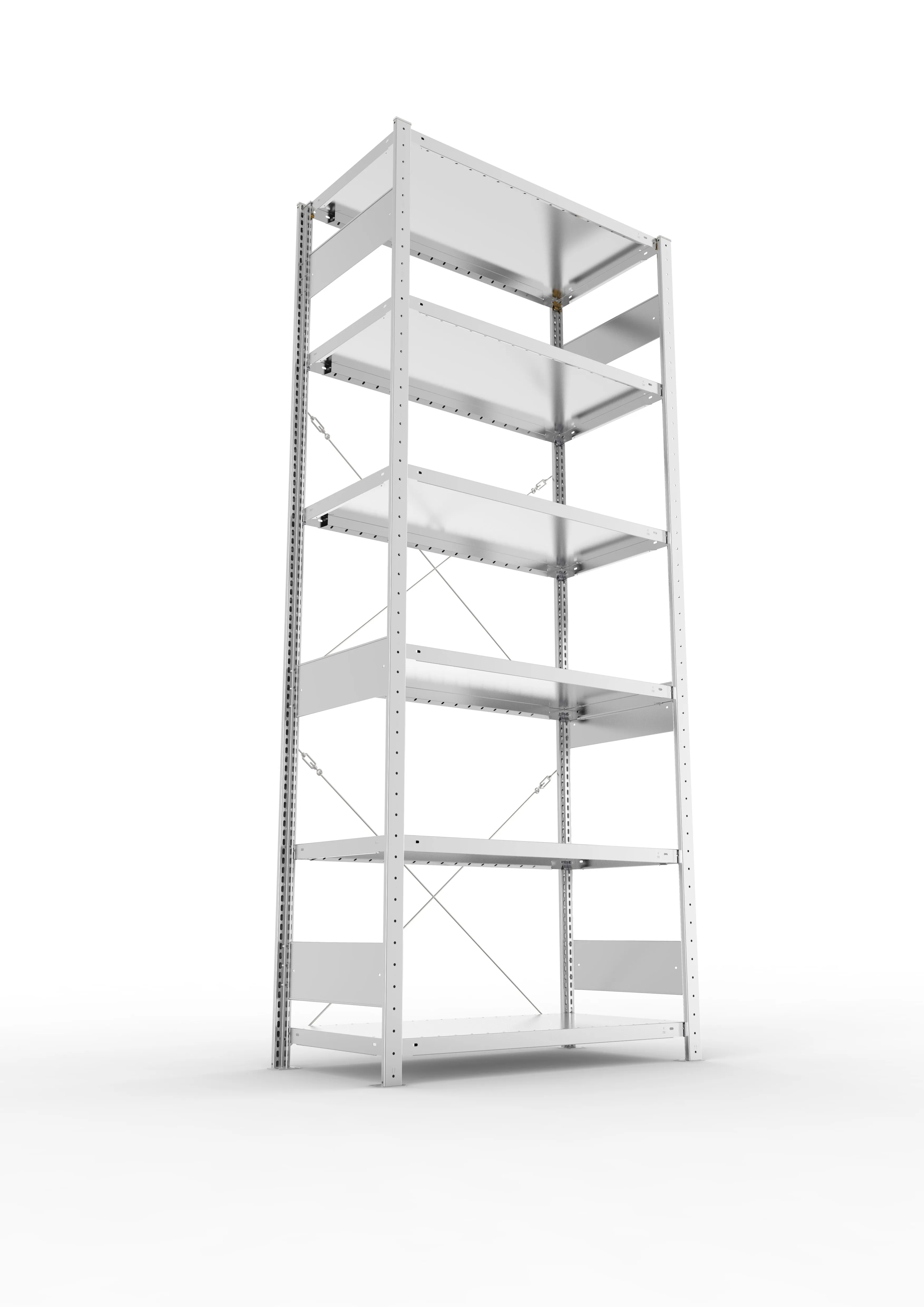 Schwerlastregal Pro-Flex Stecksystem Grundregal – 250×100×50 cm, 230 kg, verzinkt, 6 Böden