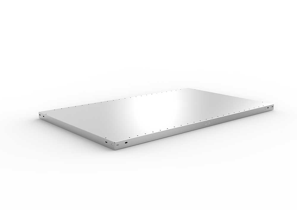 Steckregal und Schraubregal Zusatzboden MS230-III 1300 x 800 vzk mit Tiefenkanal in der Frontalansicht – ideal für Produktdetails