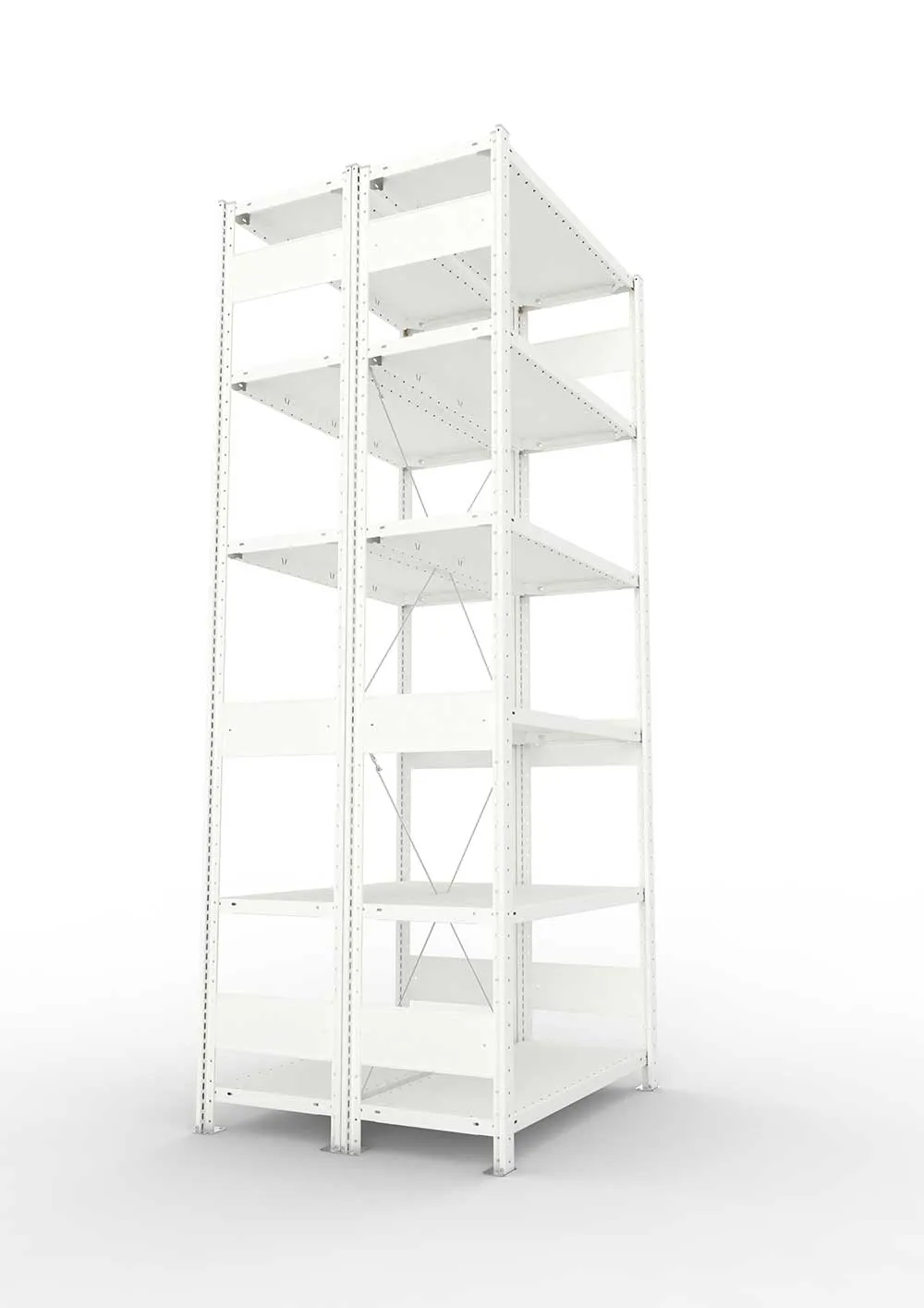 Metallregal Pro-Max Stecksystem Doppelgrundregal – 250×100×40 cm, 150 kg, RAL 7035