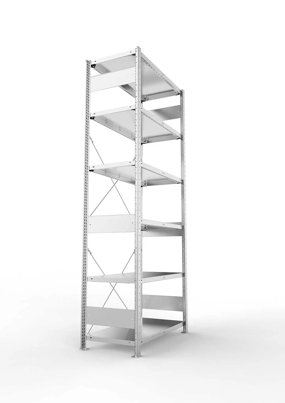 Metallregal Pro-Max Stecksystem Grundregal – 250×100×50 cm, 150 kg, verzinkt, 6 Böden