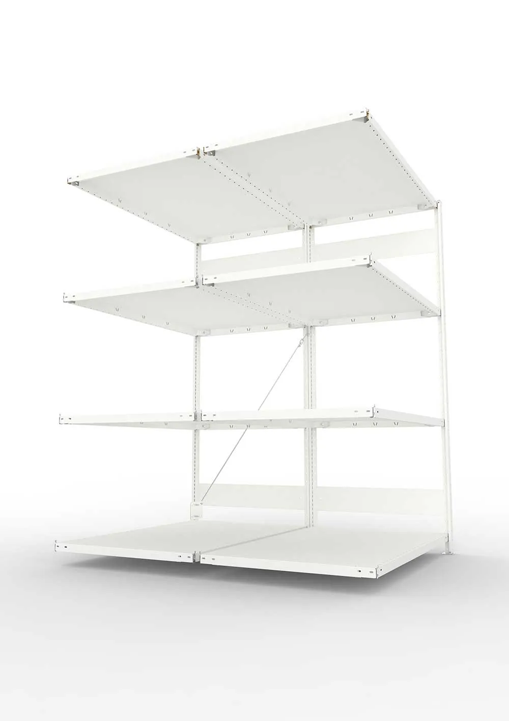 Metallregal Pro-Max Stecksystem Doppelanbauregal – 200×130×80 cm, 230 kg, RAL 7035