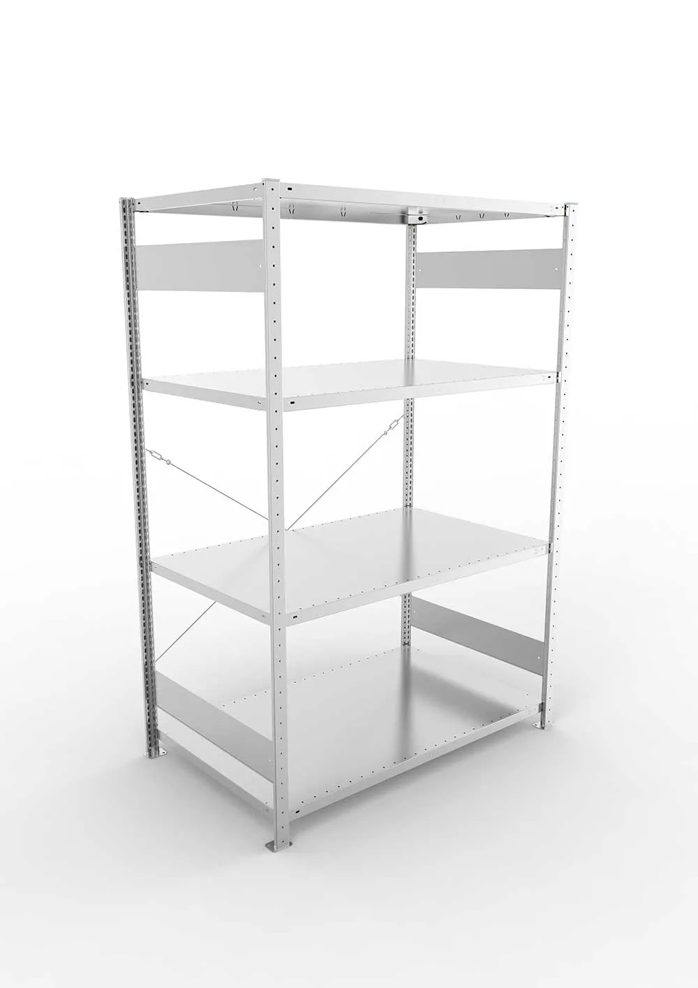 Metallregal Pro-Max Stecksystem Grundregal – 200×130×80 cm, 230 kg, verzinkt, 4 Böden