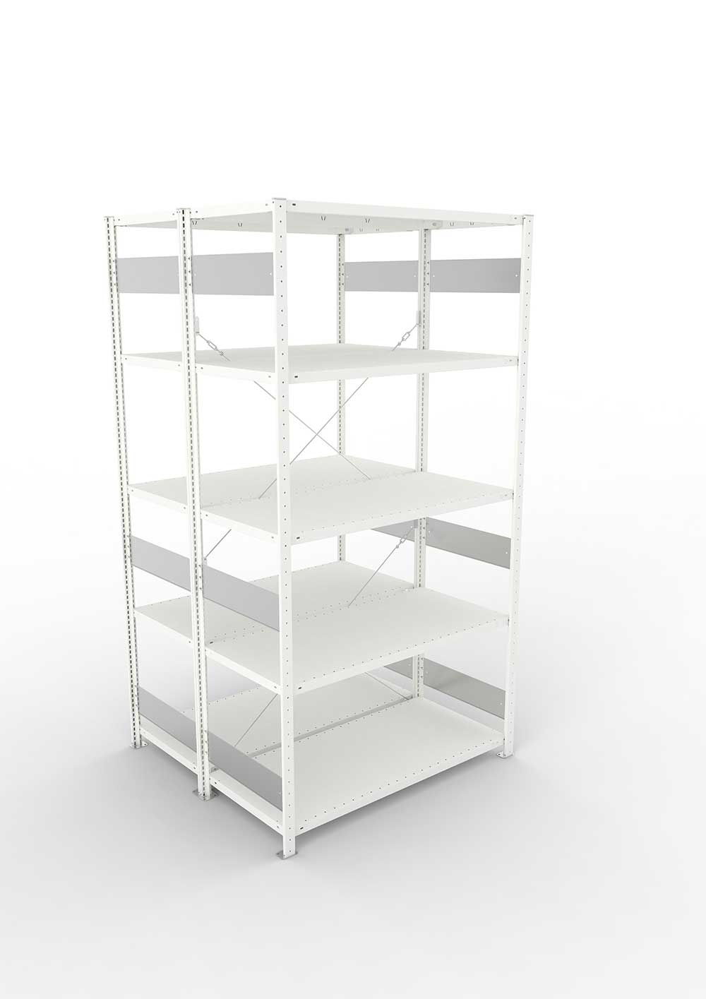 Metallregal Pro-Flex Stecksystem Doppelgrundregal – 250×130×60 cm, 230 kg, RAL 7035