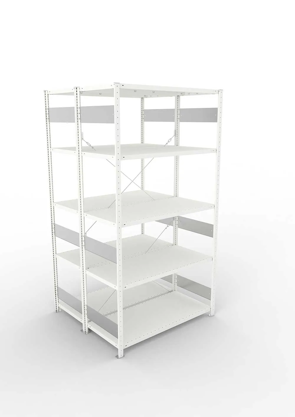 Metallregal Pro-Flex Stecksystem Doppelgrundregal – 250×130×60 cm, 230 kg, RAL 7035
