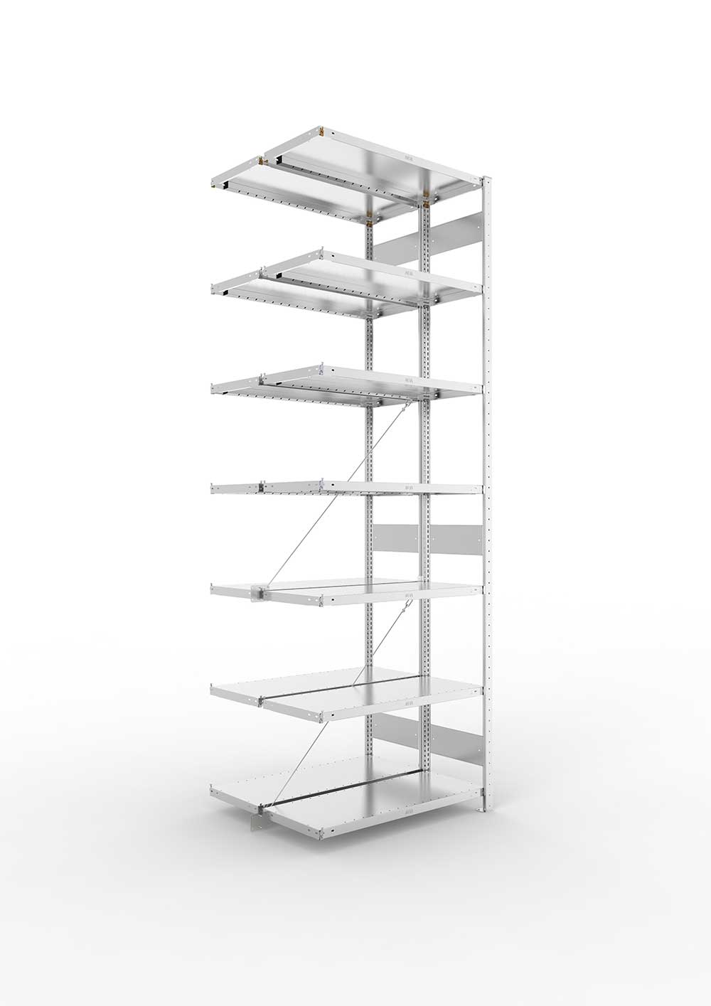 Metallregal Pro-Max Stecksystem Doppelanbauregal – 300×100×40 cm, 230 kg, verzinkt