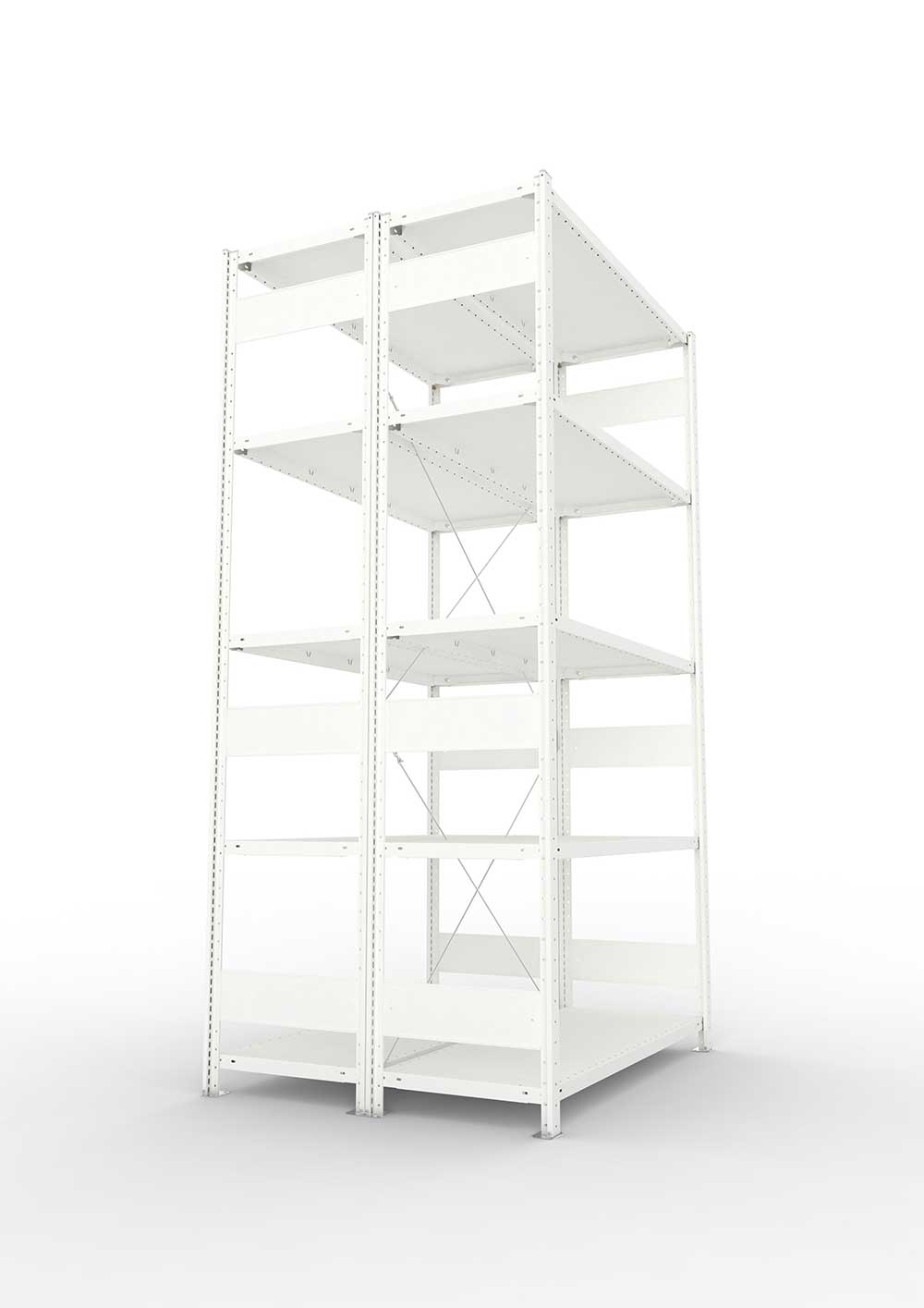 Metallregal Pro-Max Stecksystem Doppelgrundregal – 250×130×50 cm, 230 kg, RAL 7035