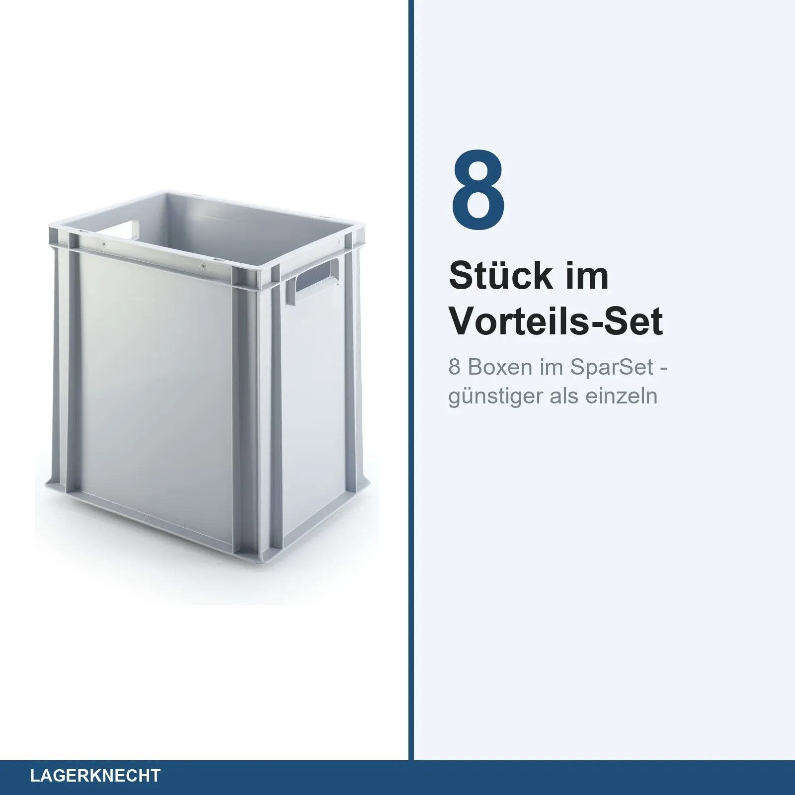 8x Eurobox 40x30x40 cm - UNISTA, Griffe offen