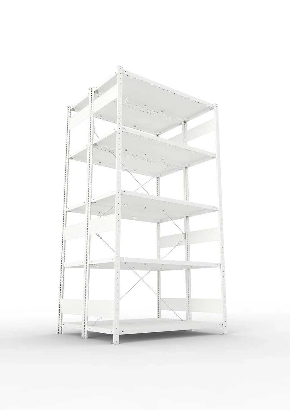 Metallregal Pro-Max Stecksystem Doppelgrundregal – 250×130×50 cm, 230 kg, RAL 7035