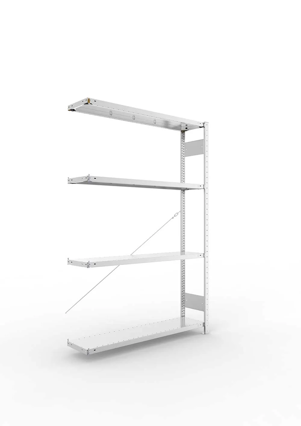 Metallregal Pro-Max Stecksystem Anbauregal – 200×130×30 cm, 230 kg, verzinkt, 4 Böden