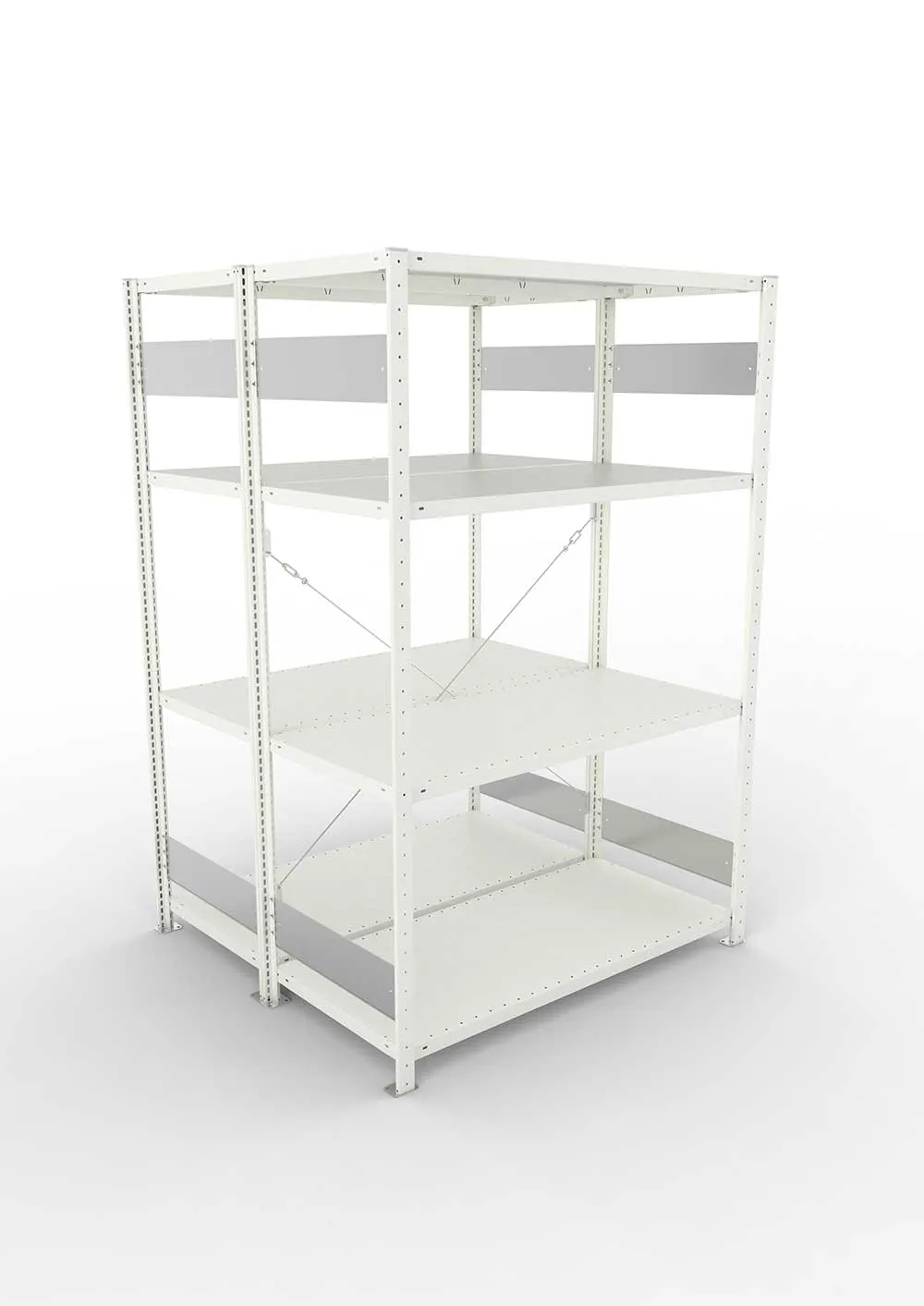 Metallregal Pro-Flex Stecksystem Doppelgrundregal – 200×130×60 cm, 230 kg, RAL 7035