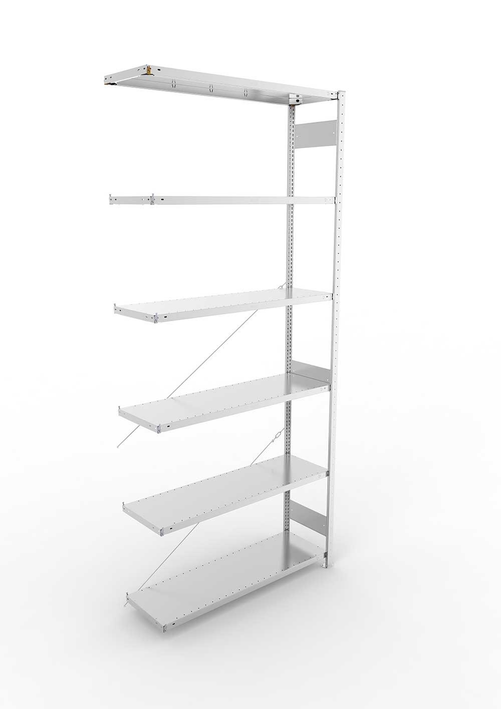 Metallregal Pro-Max Stecksystem Anbauregal – 300×130×40 cm, 230 kg, verzinkt, 6 Böden