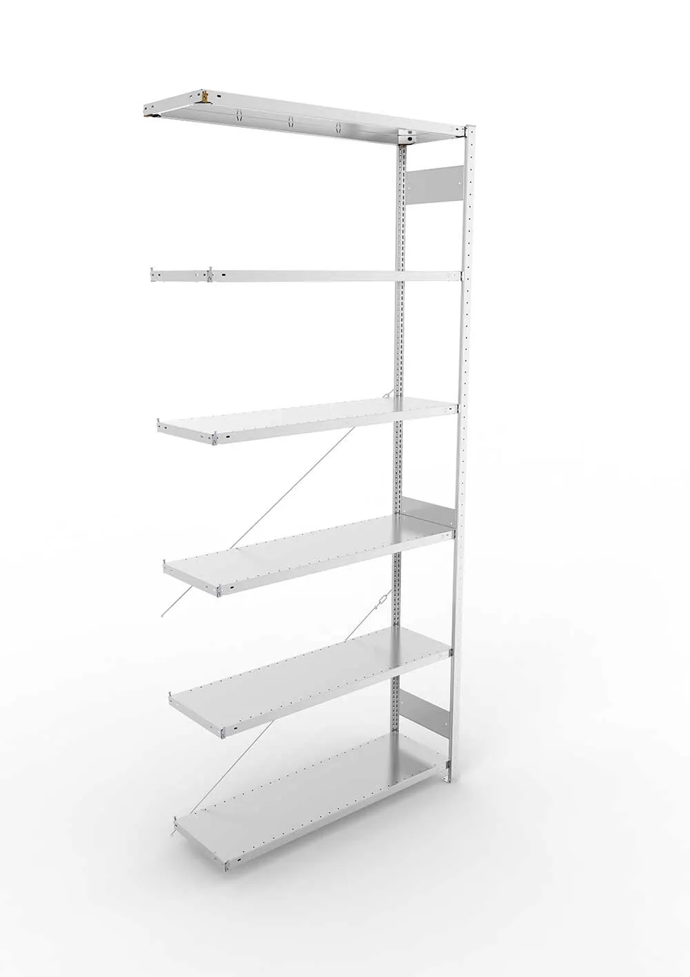 Metallregal Pro-Max Stecksystem Anbauregal – 300×130×40 cm, 230 kg, verzinkt, 6 Böden