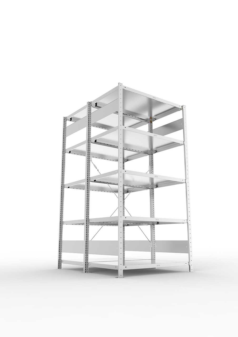 Metallregal Pro-Max Stecksystem Doppelgrundregal – 200×100×60 cm, 230 kg, verzinkt